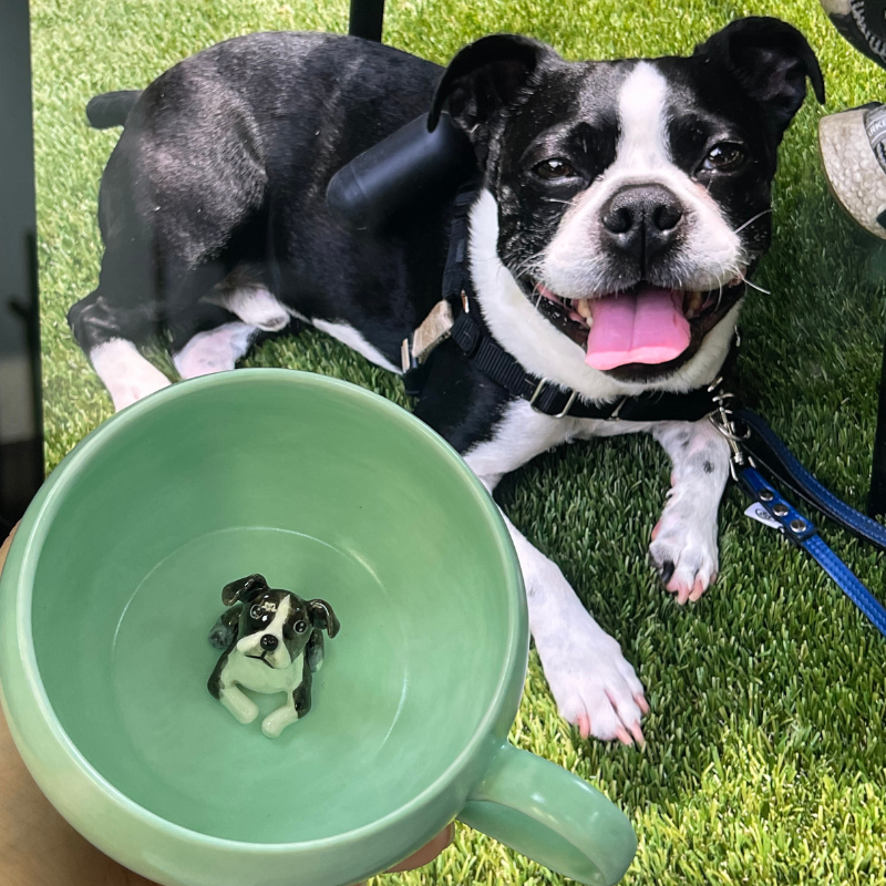 Handmade Custom French Bulldog Figure Inside Ceramic Mug