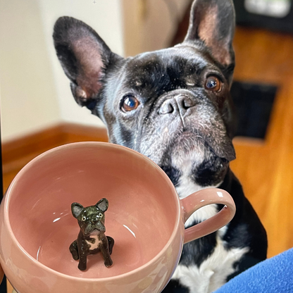 Handmade Custom French Bulldog Figure Inside Ceramic Mug