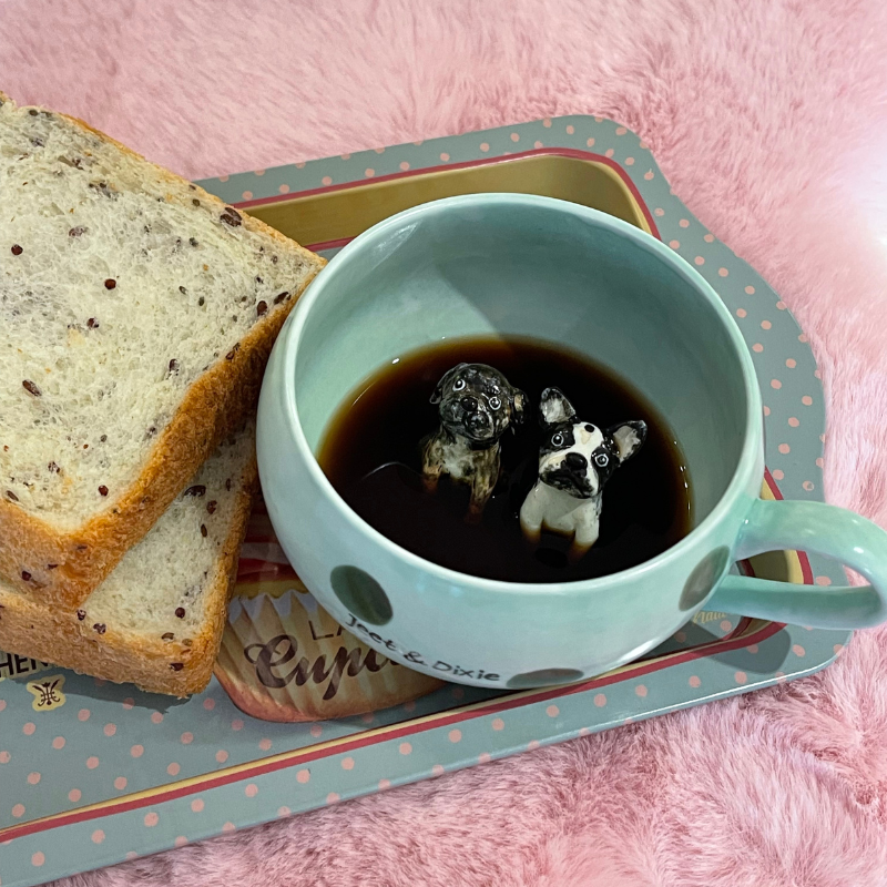 Handmade Custom French Bulldog Figure Inside Ceramic Mug