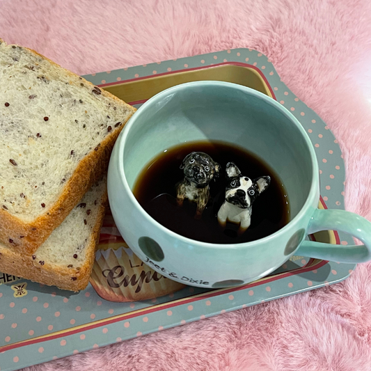 Handmade Custom French Bulldog Figure Inside Ceramic Mug