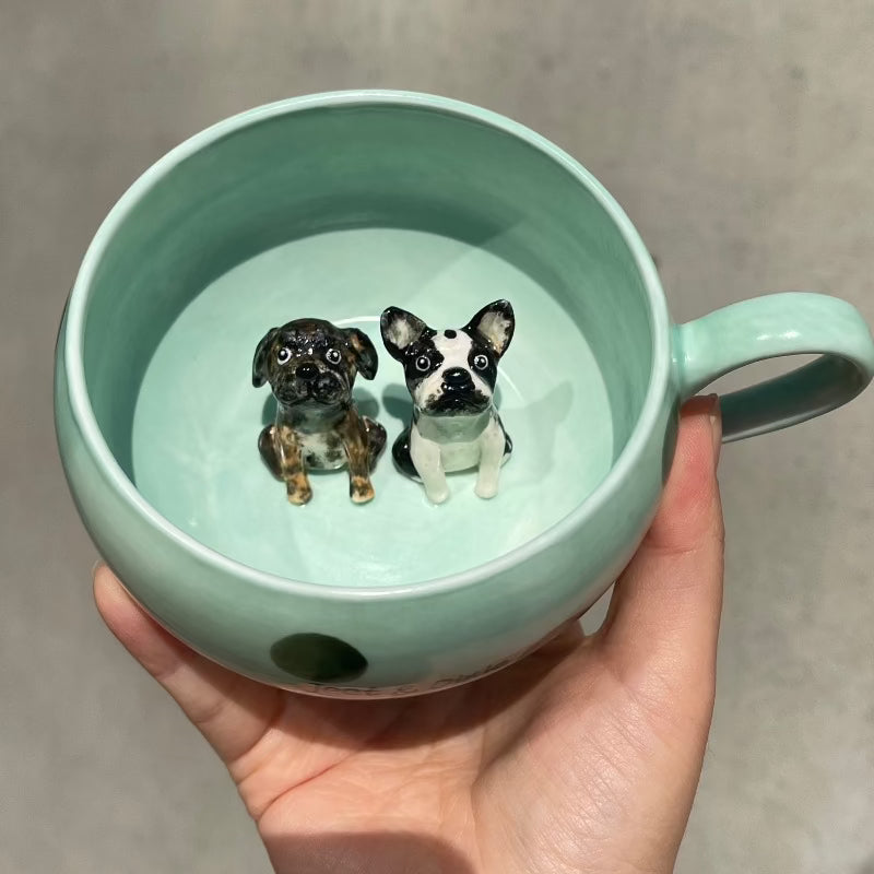 Handmade Custom French Bulldog Figure Inside Ceramic Mug